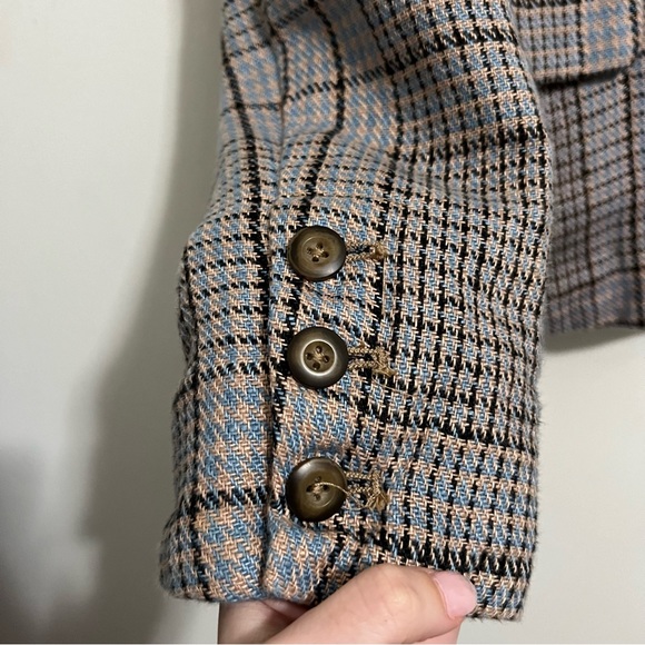 Free People Chess Plaid Linen Blazer - Picture 6 of 12